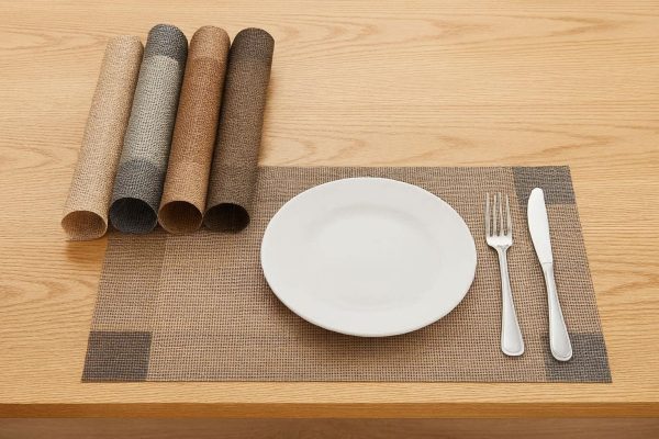 1 Washable Vinyl Placemats Non Slip Heat Resistant PVC Table Mats Set of 6 For Dining Room Kitchen Decor