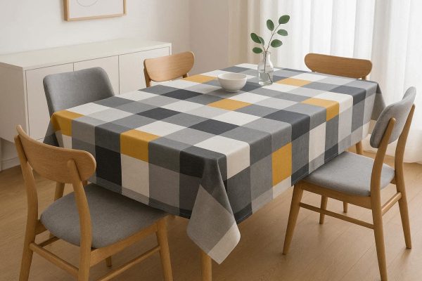 21 Modern Geometric Checkered Tablecloth Dustproof Washable Polyester Fabric Table Cover For Kitchen Dining Room