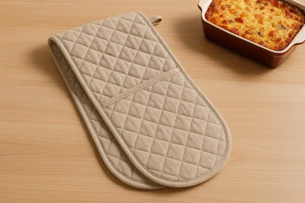 29 Double Oven Mitt Heat Resistant Long Pocket Baking Glove Thick Cotton Fabric Casserole Holder For Kitchen Serving